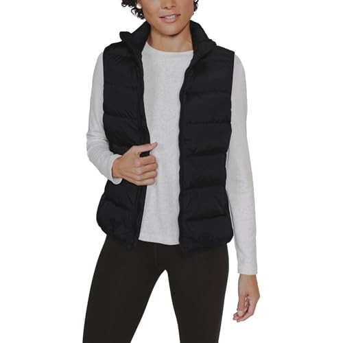 JIHUILAI Black Women's Puffer Vest Lightweight Sleeveless Jacket Women Puffy Vest Quilted Coat Warm Winter Vests S | Amazon (US)