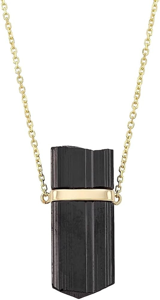 Amazon.com: Jia Jia, 18K Yellow Gold & Black Tourmaline Pendant Necklace, Black Gold : Amazon Lux... | Amazon (US)