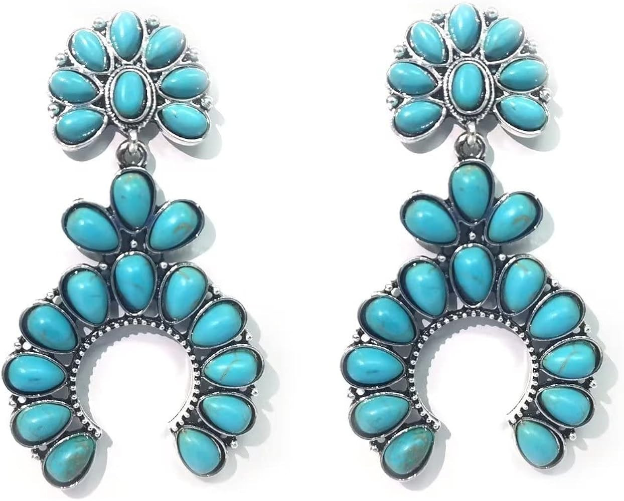 Turquoise Bohemian Dangle Metal Large Oval Earrings Statement Teardrop Earrings Western Earrings ... | Amazon (US)