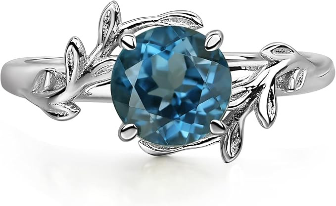 Round Shaped 7 MM Retro Gemstone Branch Statement Ring 925 Sterling Silver Birthstone Ring for Wo... | Amazon (US)