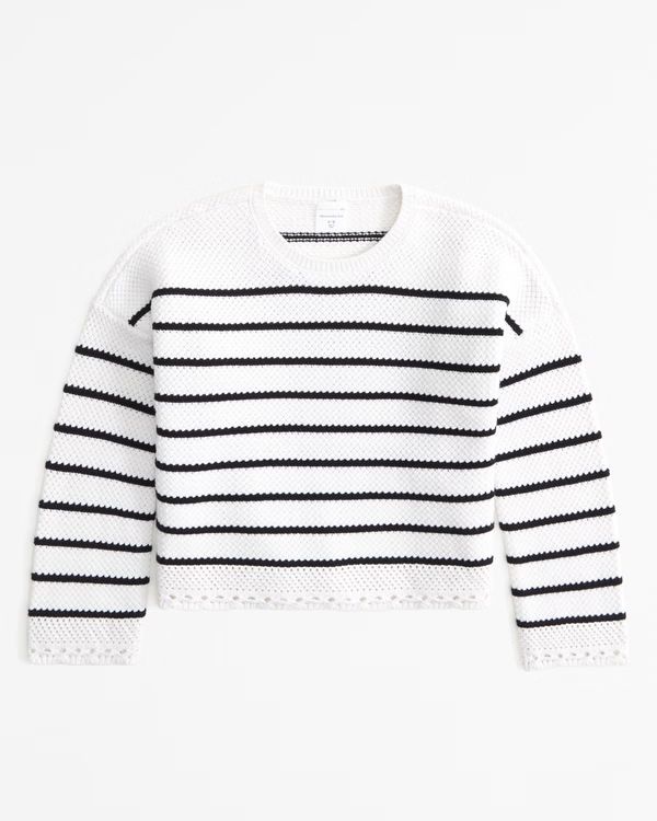 crochet crewneck sweater | Abercrombie & Fitch (US)