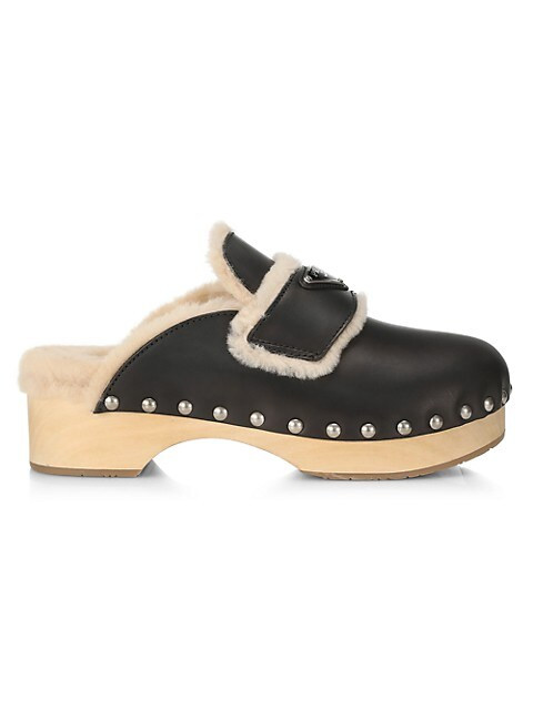 Shearling-Lined Leather Clogs | Saks Fifth Avenue