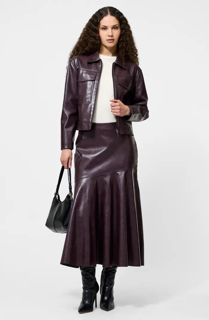 Kayleigh Pleated Faux Leather Midi Skirt | Nordstrom