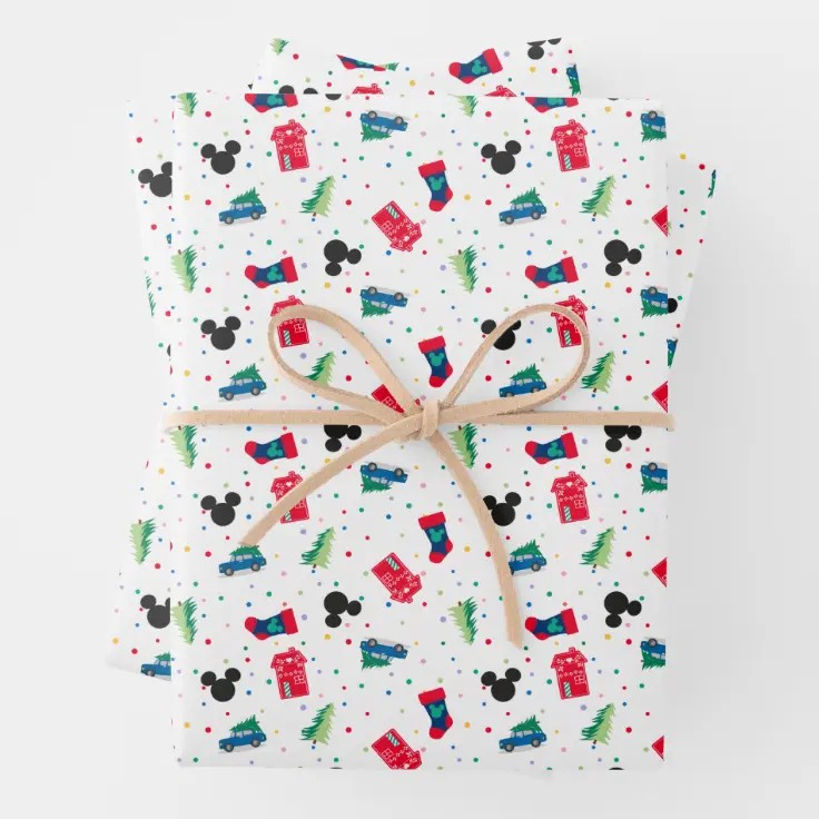 Mickey Mouse | Christmas Icon Pattern Wrapping Paper Sheets | Zazzle | Zazzle