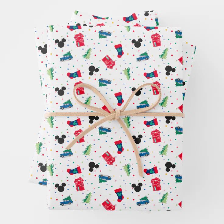 Mickey Mouse | Christmas Icon Pattern Wrapping Paper Sheets | Zazzle | Zazzle
