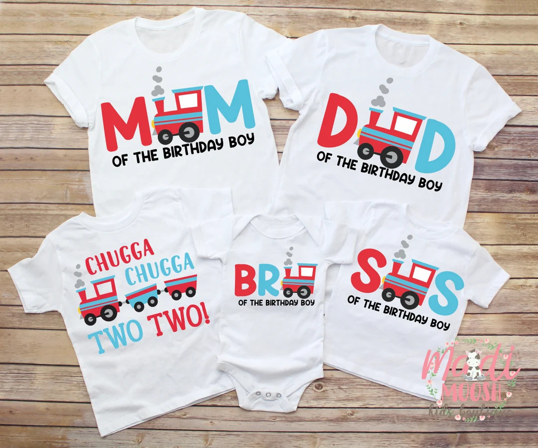 Family Chugga Two Two Matching Train Birthday Shirt, Boys Birthday Shirt, Matching Family Birthda... | Etsy (US)