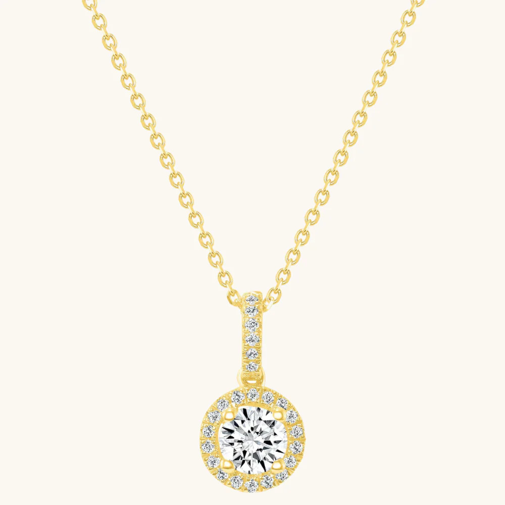 The Angelina Diamond Halo Pendant | Happy Jewelers