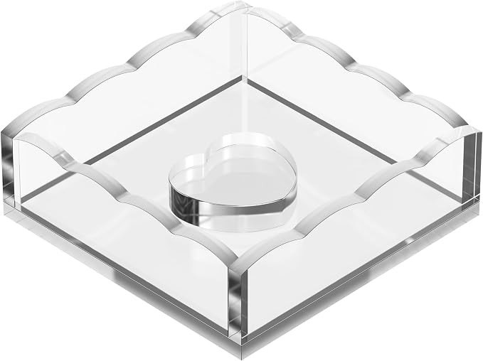 Clear Acrylic Scalloped Napkin Holder w/Coordinating Clear Acrylic Heart Weight | Amazon (US)