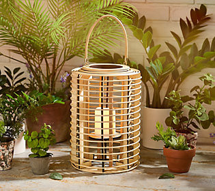 Woven 19"" Indoor/Outdoor Lantern with LED by Bobby Berk | QVC