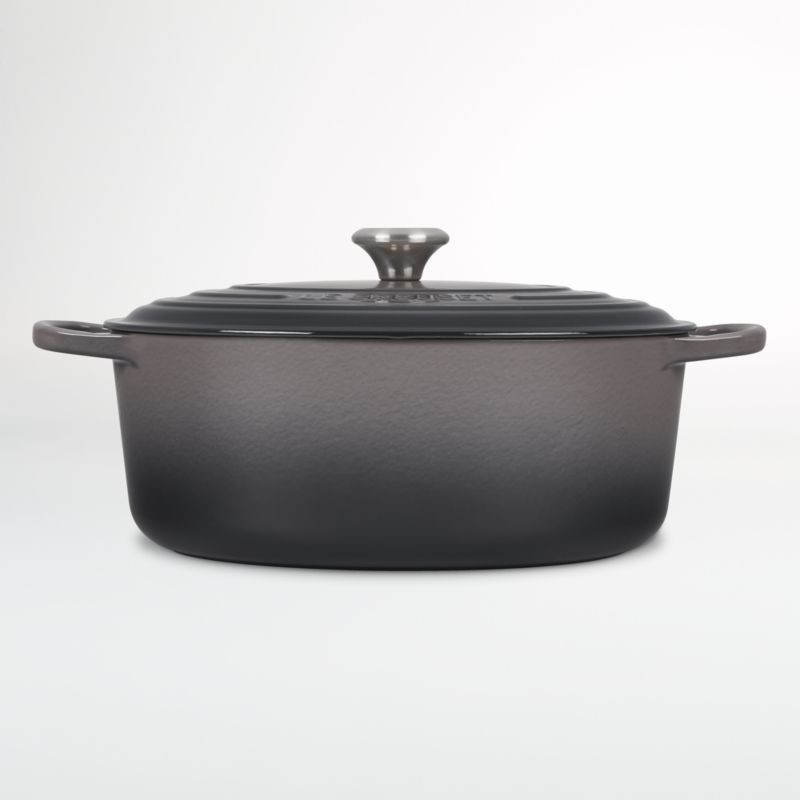 Le Creuset Oyster Signature 8-Qt. Oval Dutch Oven + Reviews | Crate & Barrel | Crate & Barrel