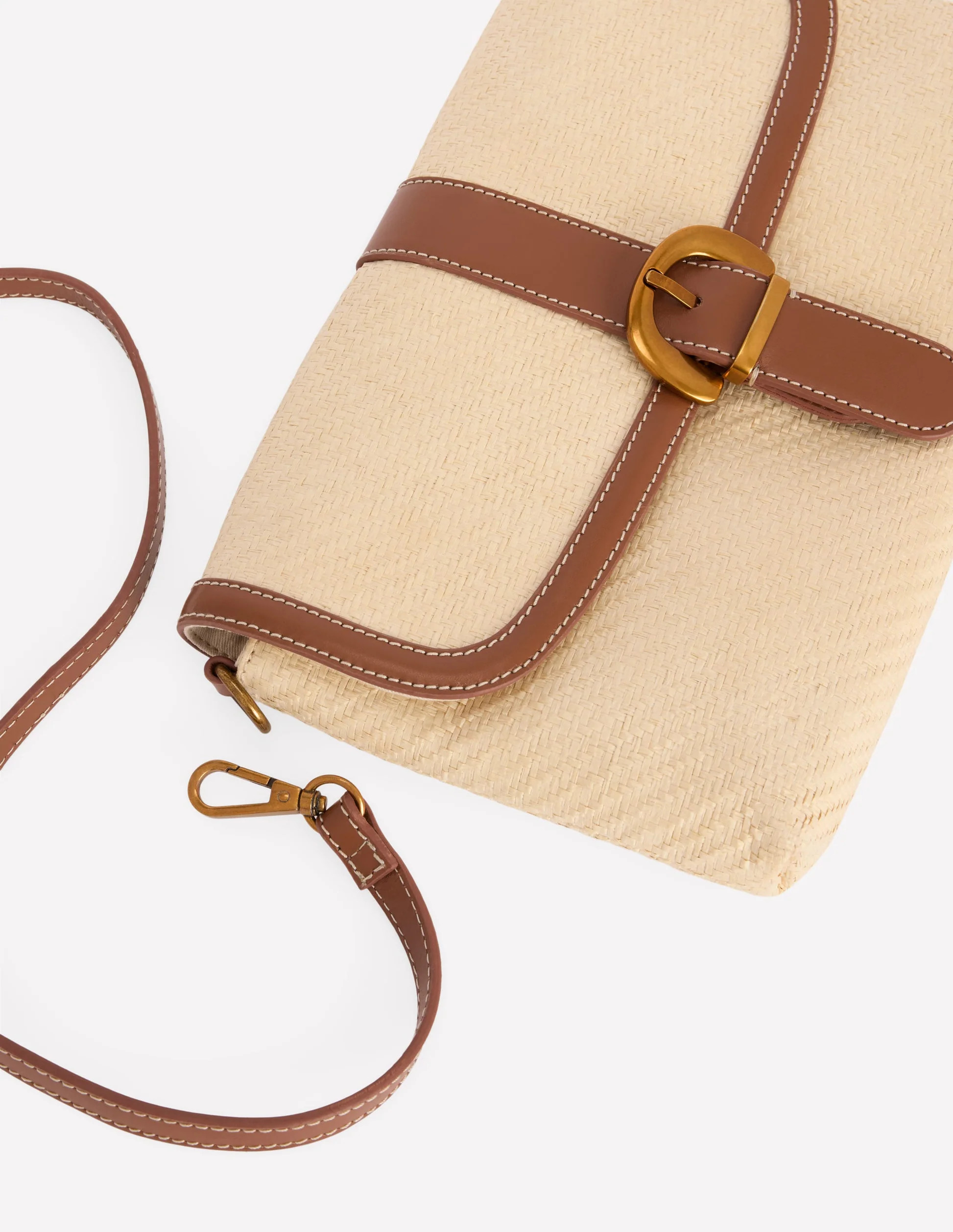Buckle Crossbody Bag-Natural Raffia | Boden UK