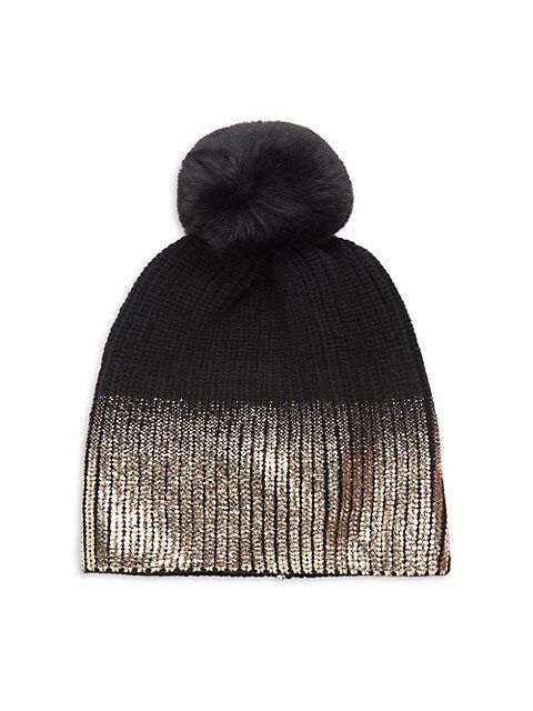 Faux Fur Pom Metallic Ombré Knit Hat | Saks Fifth Avenue