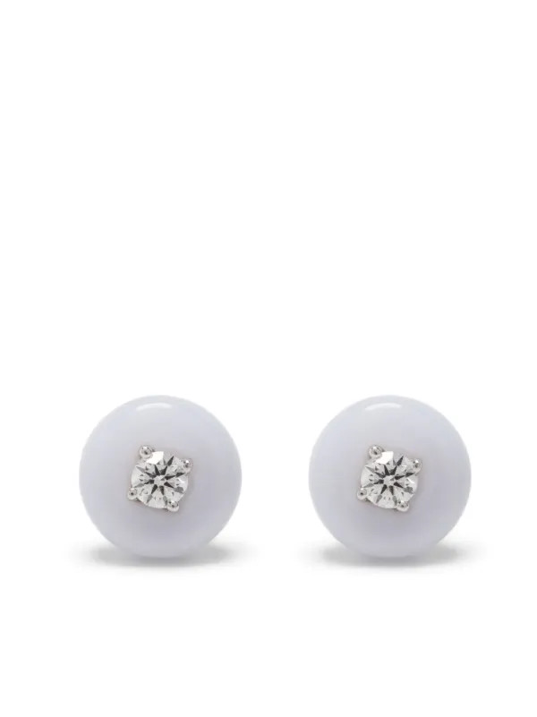 18kt white gold Orbit chalcedony diamond earrings | Farfetch Global