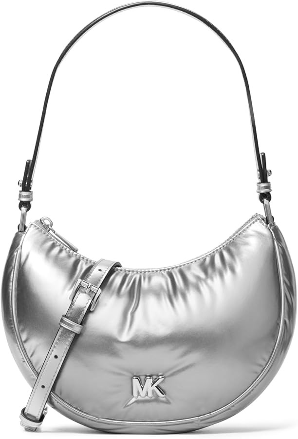 Michael Kors Kyla Small Convertible Pouchette, Silver-Tone Hardware/Puffy Metallic Nylon/Silver | Amazon (US)