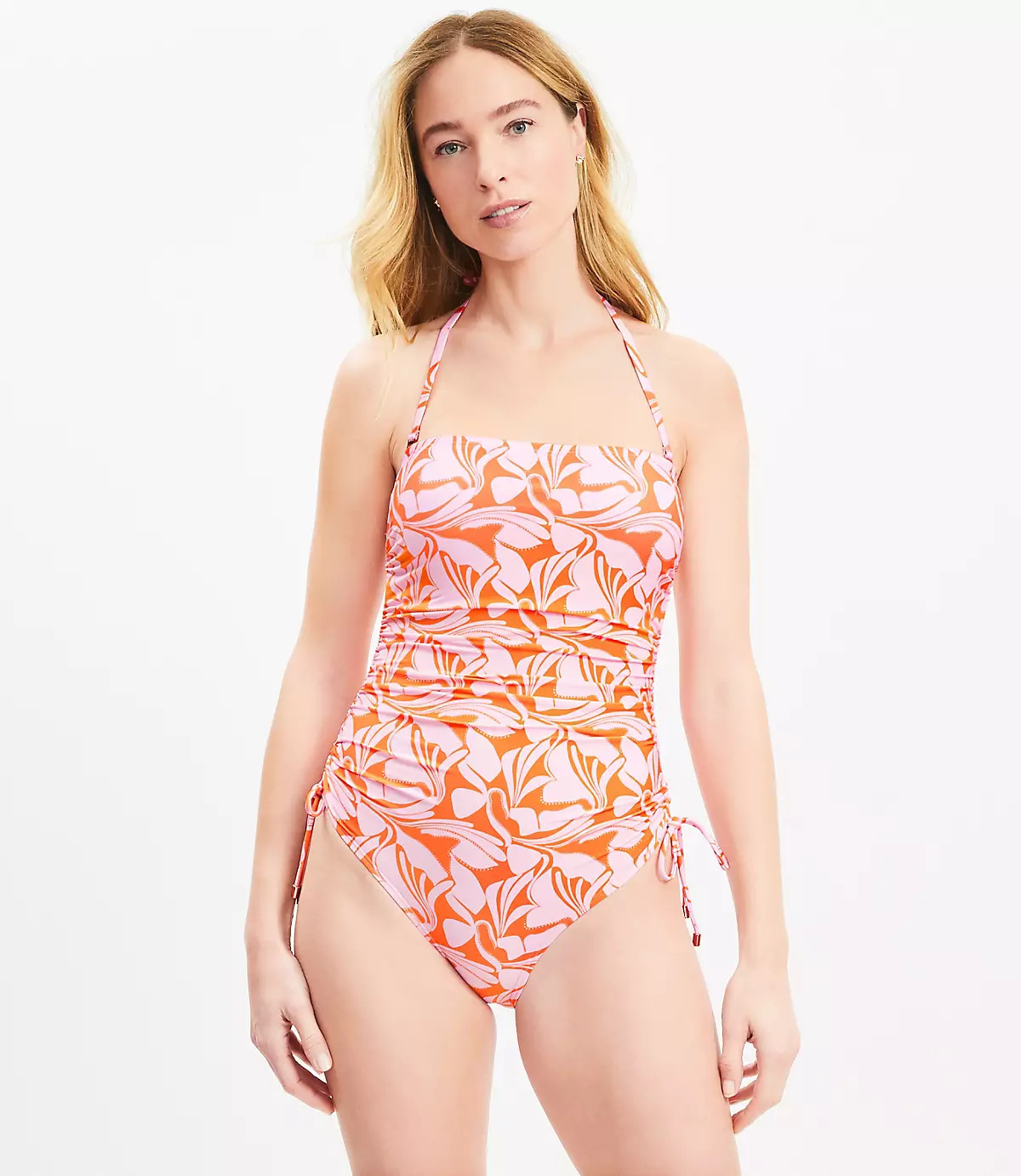 LOFT Beach Swirl Bandeau One Piece Swimsuit | LOFT