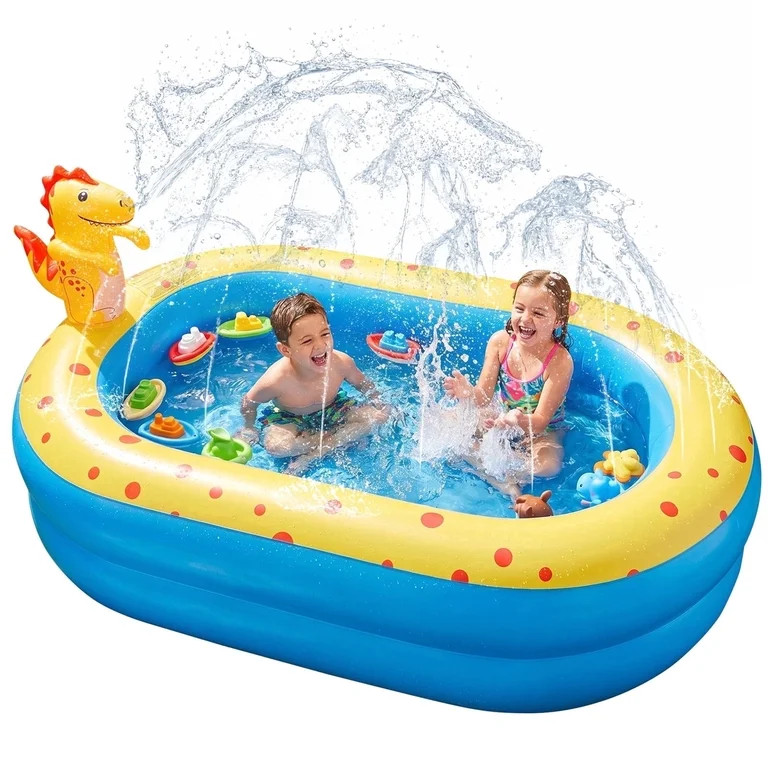 Livhil Kiddie Pools, Swimming Pool for Kids, 67'' x41'' x32'' Dinosaur Inflatable Pool with Sprin... | Walmart (US)