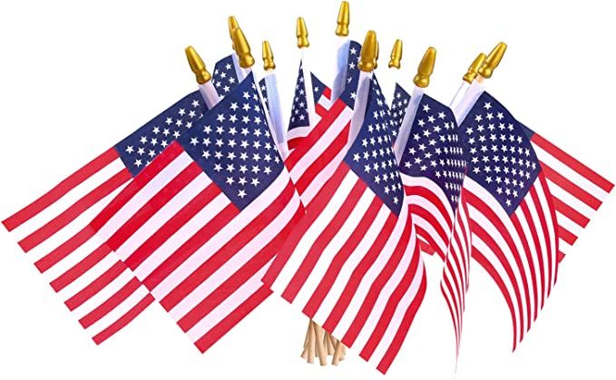12 Pcs Small American Flags on Stick,4th of July Outdoor Decor Small US Flags Mini American 4''x6... | Amazon (US)