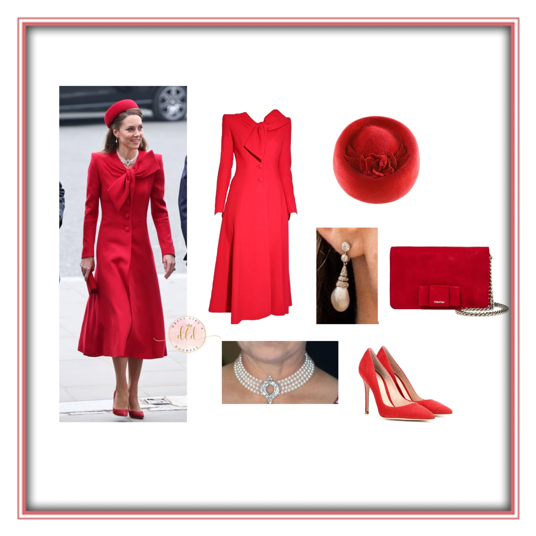 Kate Middleton Commonwealth Day 2025 in red Catherine Walker Beau coat and hat by Gina Foster