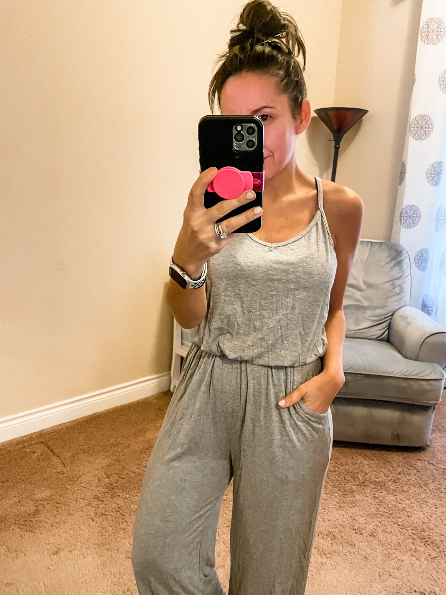 Spaghetti strap pants romper. 
This spaghetti strap romper runs true to size, and will need to be hemmed if you’re 5’0. 
Amazon style. 
Petite style.

#LTKOver40 #LTKPetite #LTKootd