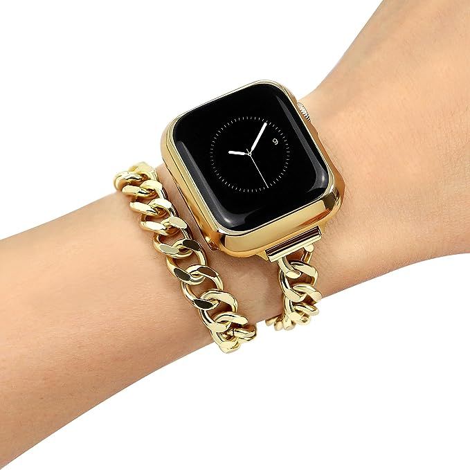 JR.DM Gold Watch Bands for Women Compatible with Apple Watch Band 38mm 40mm 41mm Adjustment Metal... | Amazon (US)