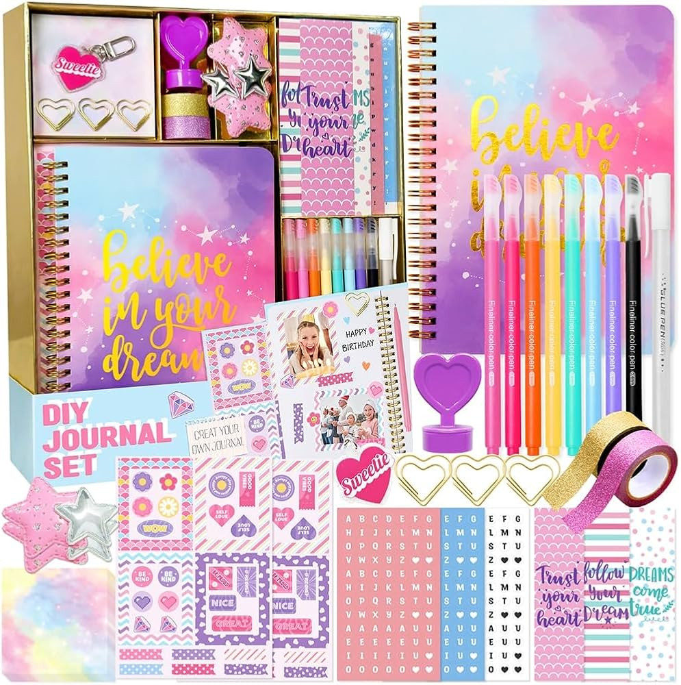 DIY Journal Kit for Girls - DIY Journal Set for Tween & Teen Girls, Stationery Set, Scrapbook & D... | Amazon (US)