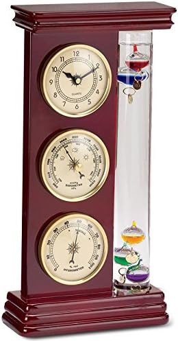 Galileo Weather Station with Clock, Barometer and Thermometer Storm Glass Desktop Gifts 12H x 6W | Amazon (US)