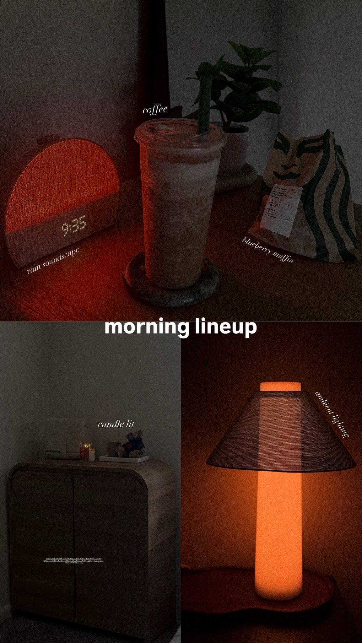 my cozy morning lineup 🫐☕️🕯️

ambient lighting, coffee + a treat, and a slow morning ritual 🫶🏼
@Hatch @Walmart @Target

#LTKdayinmylife #LTKHome #LTKselfcare