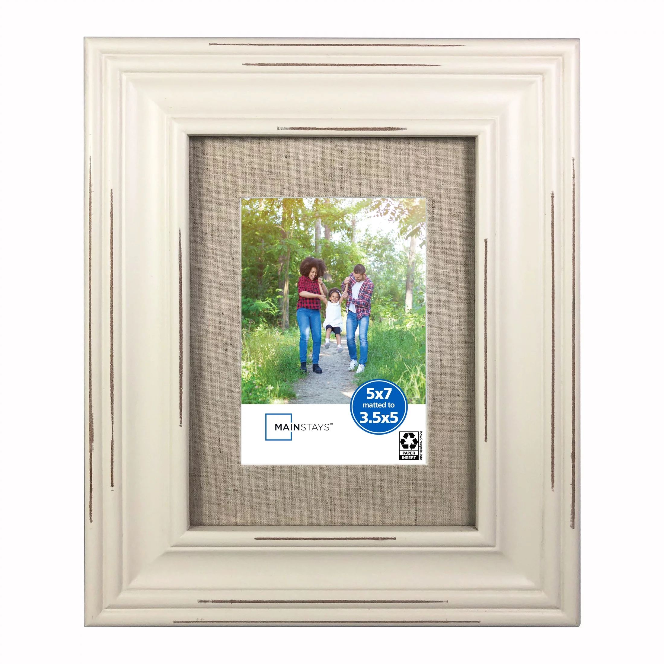 Mainstays 5" x 7" Matted to 3.5" x 5" Distressed White Picture Frame - Walmart.com | Walmart (US)