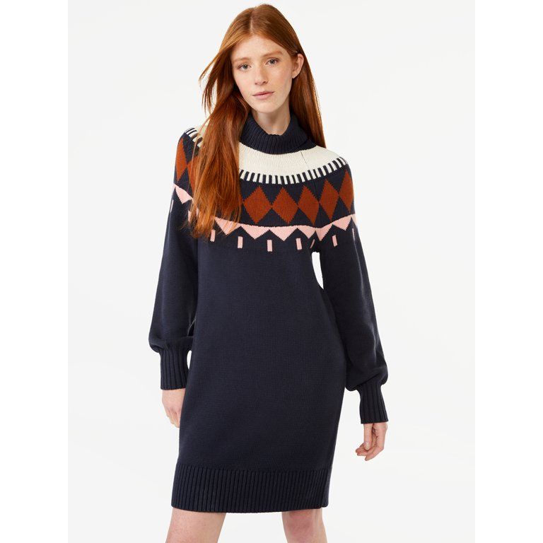 Free Assembly Women's Fair Isle Sweater Mini Dress | Walmart (US)