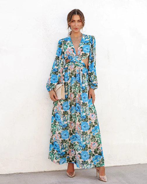 Make Me Blush Floral Cutout Maxi Dress | VICI