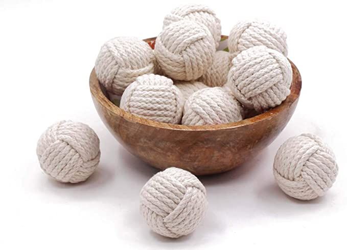 RII 6 Cotton Rope Balls/Nautical Balls/Vase Filler/Living Room Décor/Decoration Balls Ornaments ... | Amazon (US)