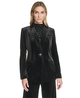 Calvin Klein Women's One-Button Velvet Jacket - Macy's | Macy's