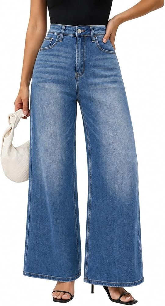 BlueMoment Women's Wide Leg Jeans High Waisted Stretchy Denim Pants | Amazon (US)