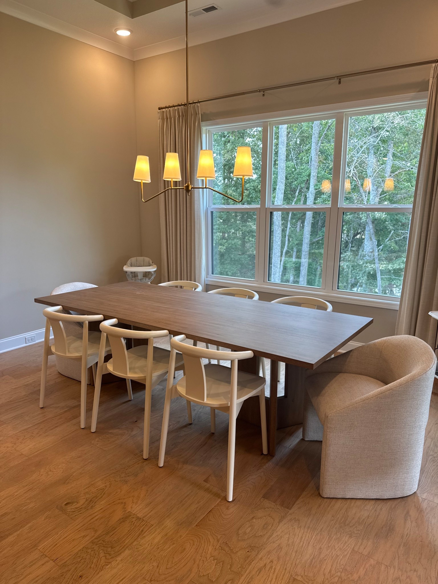 Our dining room furniture. Table & chairs. Kitchen lighting. Barstools. Twopages curtains. 

#LTKHome