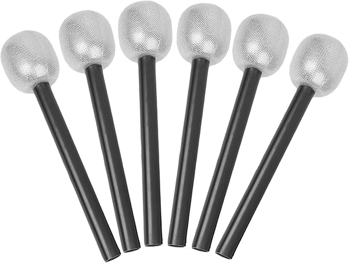 NUOBESTY Kids Microphone 6Pcs Glittered Silver Microphone Pretend Toy Microphone Fake Mic Accesso... | Amazon (US)