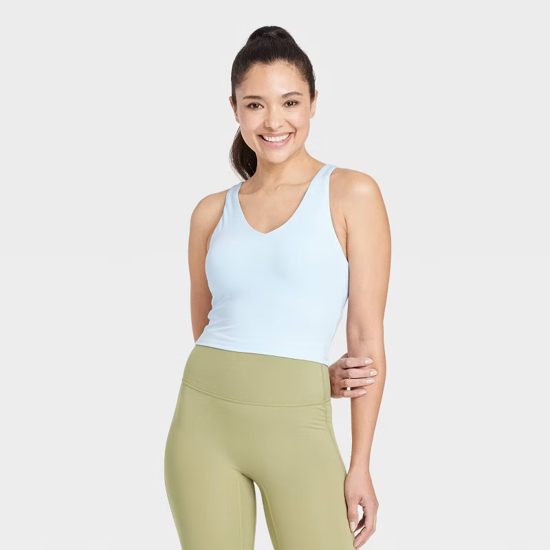 Women's Light Support V-Neck Cropped Sports Bra - All in Motion™ | Target