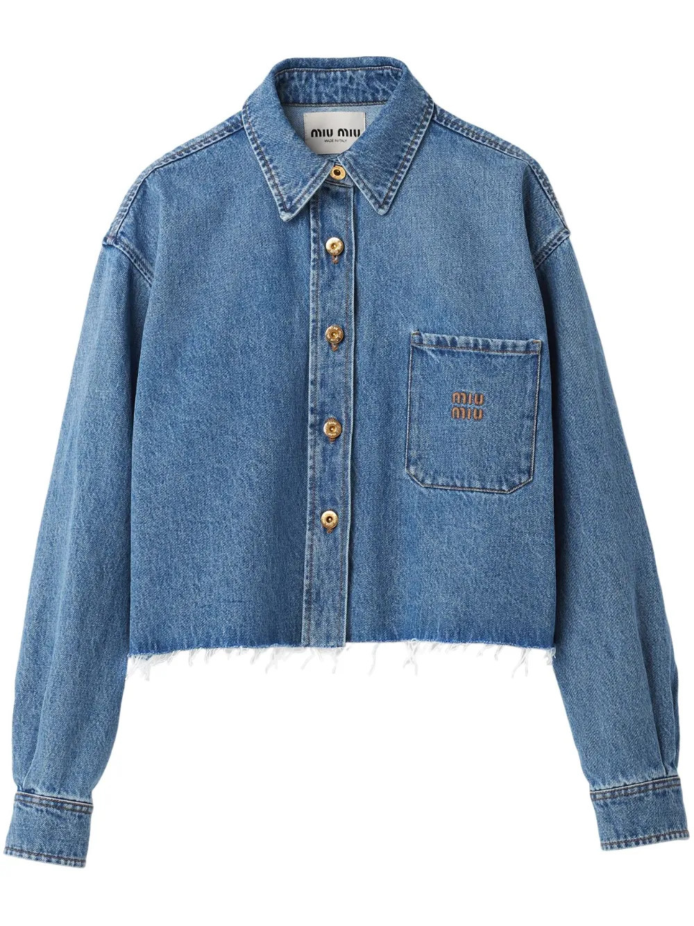 logo-embroidered cropped denim shirt | Farfetch Global