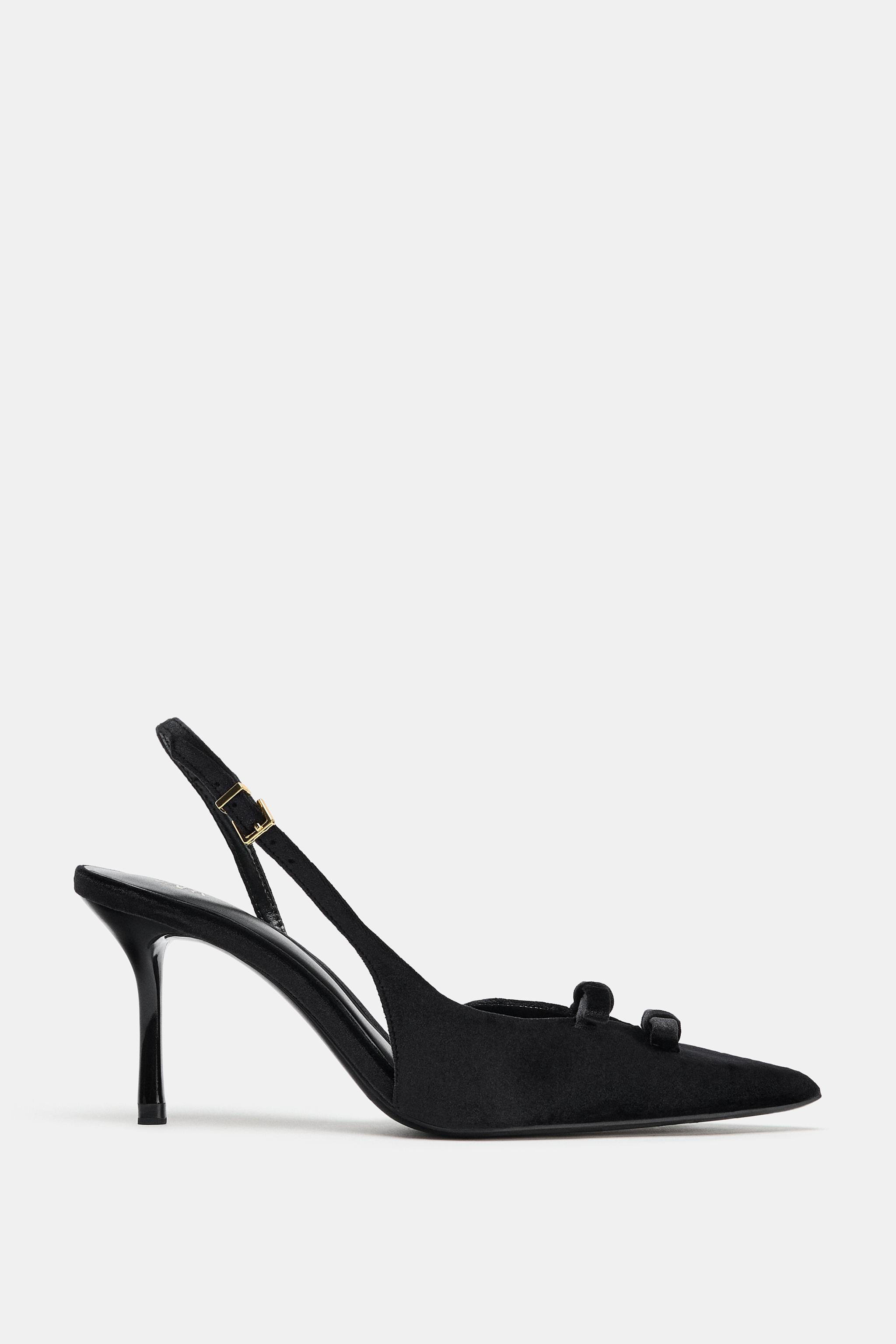 VELVET-EFFECT BOW HEELS | Zara UK