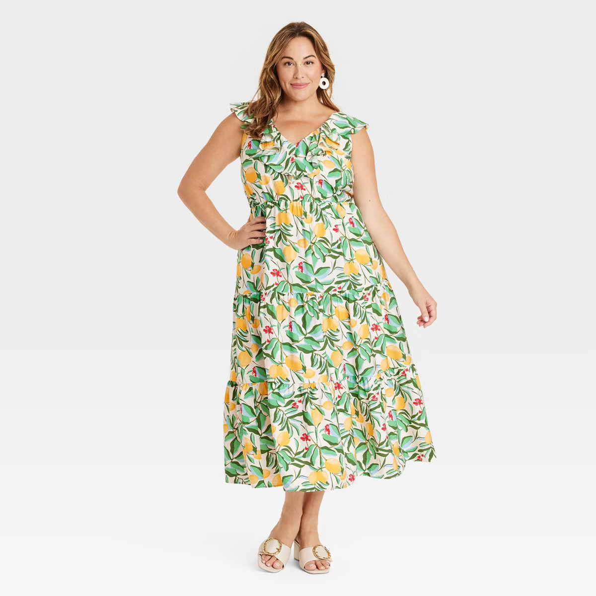 Women's Flutter Short Sleeve Maxi A-Line Dress - Ava & Viv™ | Target