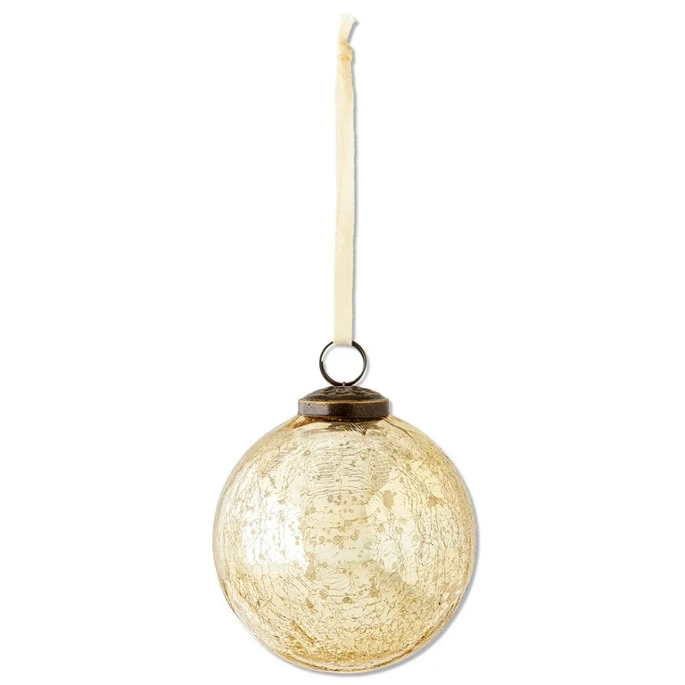 Gold Glass Ball Christmas Ornament with Crackle Finish, 4", by Holiday Time | Walmart (US)