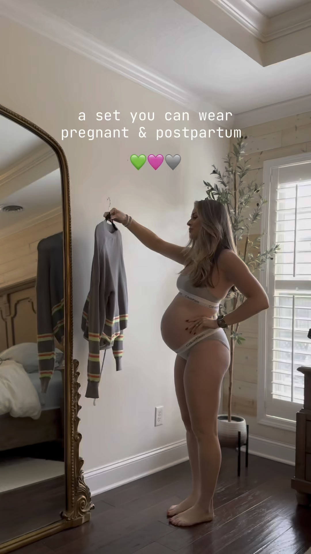 Obsessed with this set that works perfectly for pregnancy and postpartum! 🤍 I sized up to a medium for extra comfort and love how soft and stretchy it is. Plus, these colors are everything! 💚🩷🩶 Use code LAURAG20 for 20% off! 

#LTKBump #LTKStyleTip