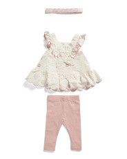 Newborn Girls 2pc Embroidered Seersucker Dress And Leggings Set | Baby | Marshalls | Marshalls