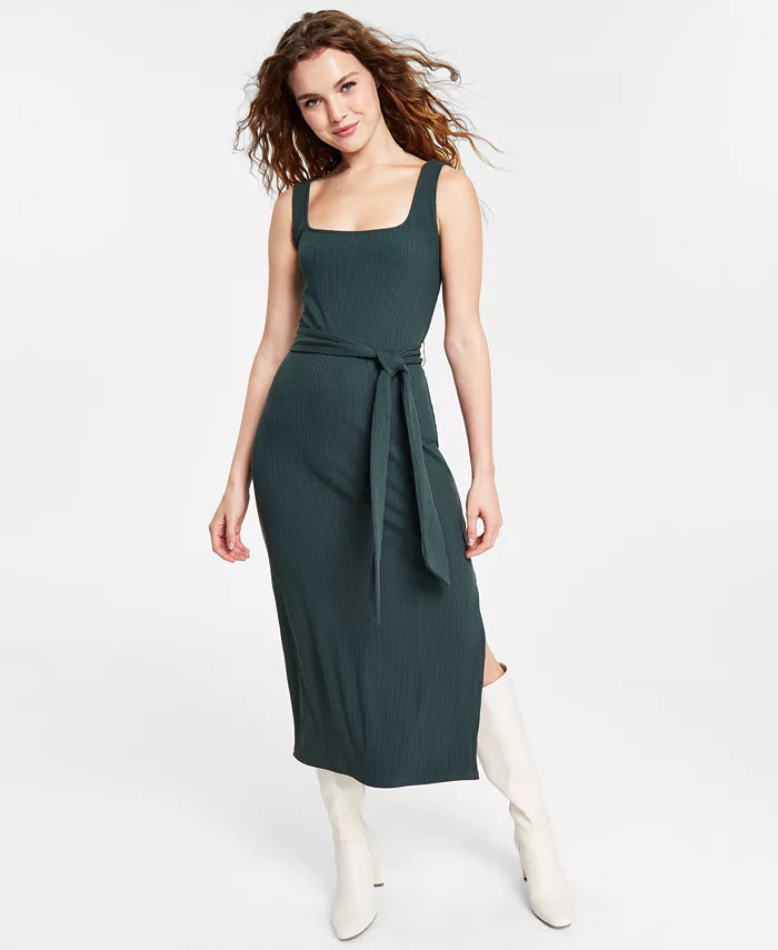 Bar III Women's Square-Neck Tie Midi Dress, Created for Macy's - Macy's | Macy's Canada