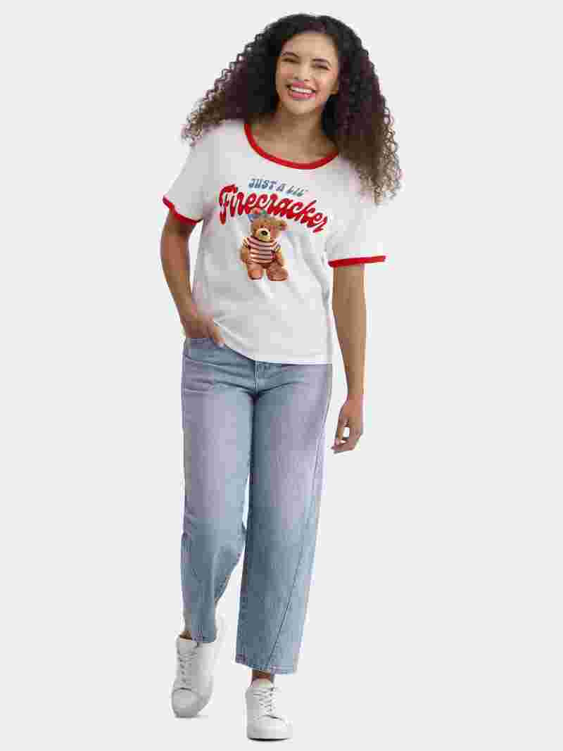 Cactus and Pearl Women's Lil Firecracker Graphic Tee with Short Sleeves, Sizes XXS-XXL | Walmart (US)