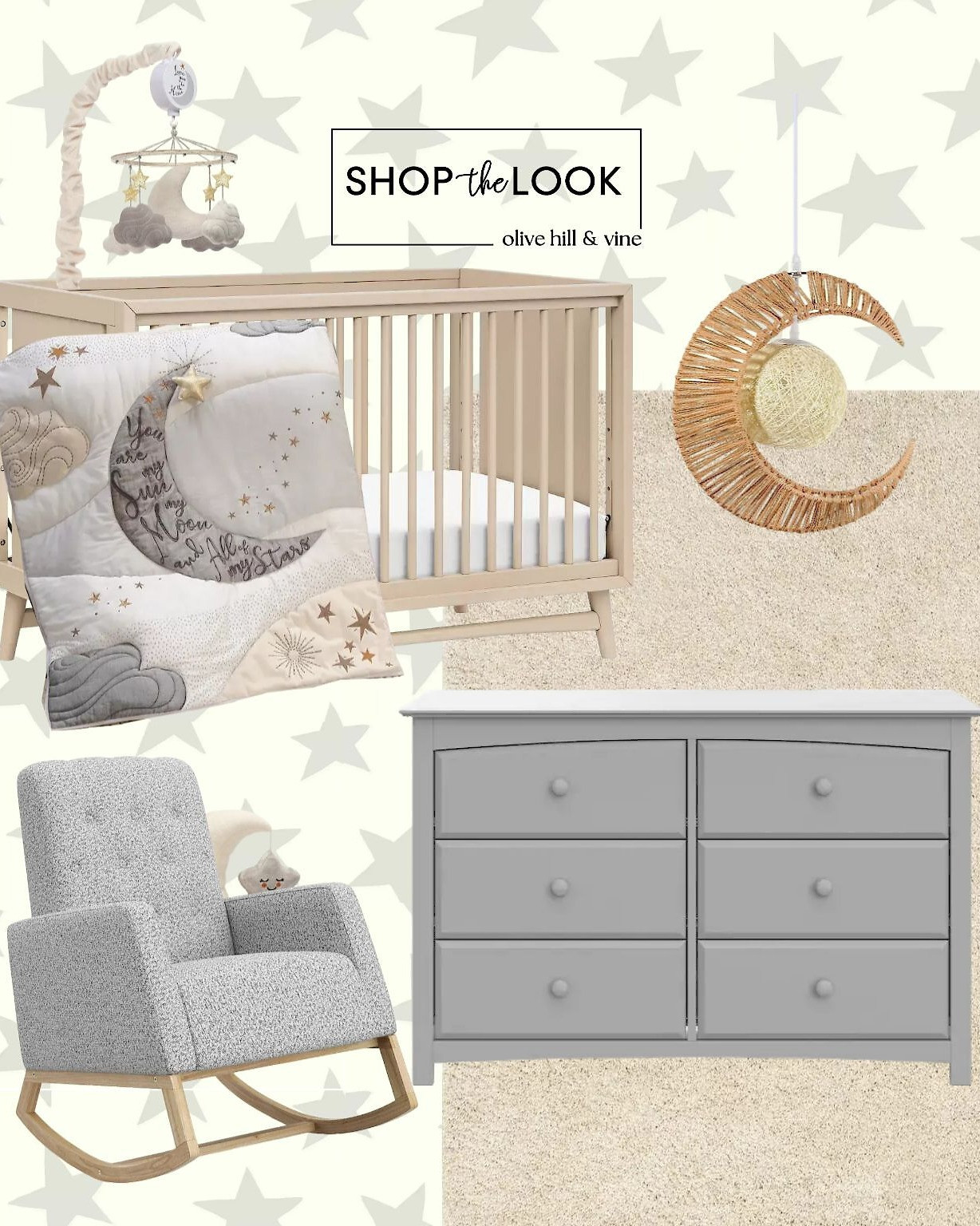 This nursery is written in the stars. With a moon-and-star theme, taupe crib, gray dresser, celestial wallpaper, and a moon-shaped wicker pendant, it's perfect for the little one you love to the moon and back.  

 

#LTKHome #LTKBaby #LTKBump