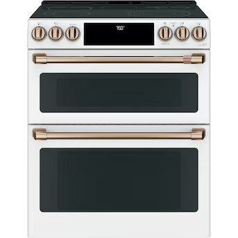 Cafe 30-in Glass Top 5 Elements 4.4-cu ft / 2.2-cu ft Self-cleaning Air Fry Convection Oven Slide... | Lowe's