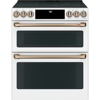 Cafe 30-in Glass Top 5 Elements 4.4-cu ft / 2.2-cu ft Self-cleaning Air Fry Convection Oven Slide... | Lowe's