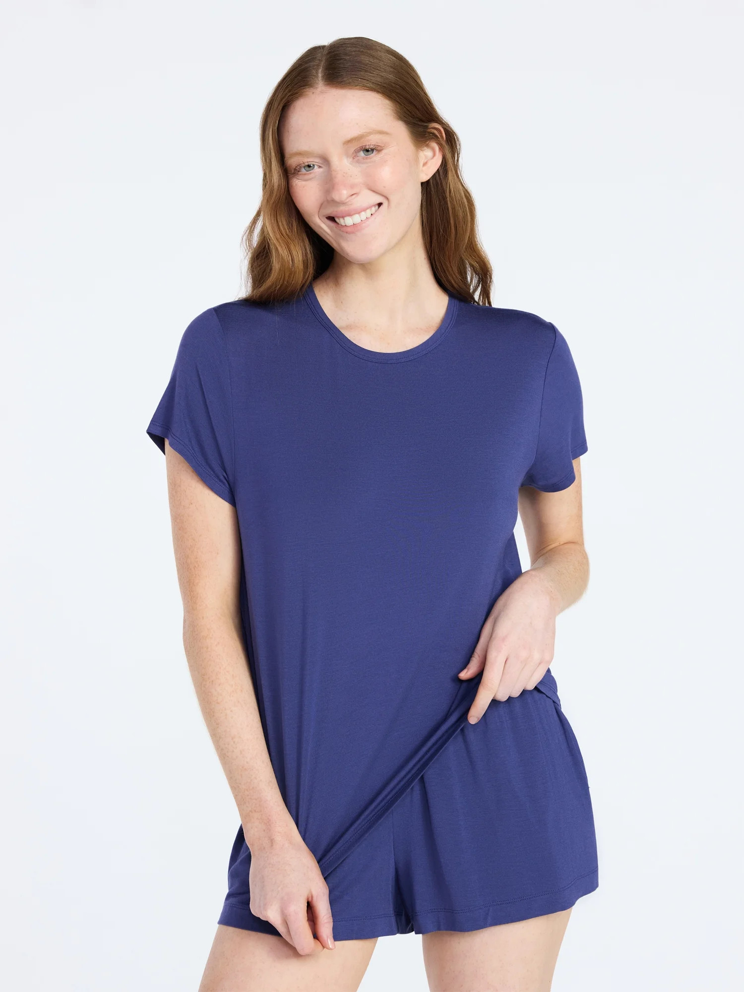 Joyspun Women’s Scoop Neck Sleepwear Modal Tee with Short Sleeves, Sizes S-3X | Walmart (US)