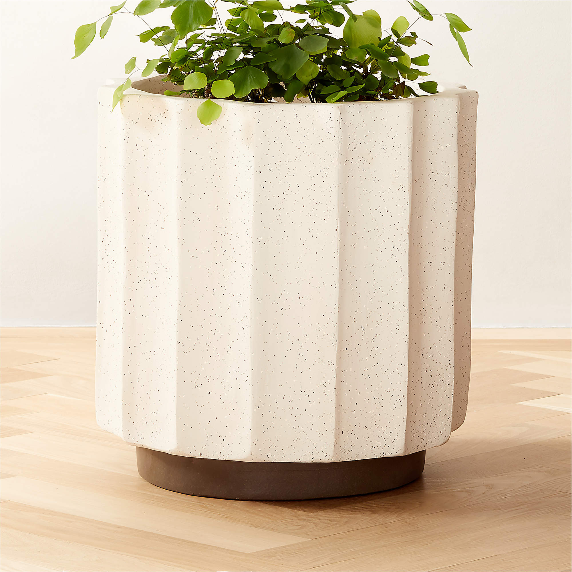 Scallop White Ceramic Indoor/Outdoor Large Planter 19" + Reviews | CB2 | CB2