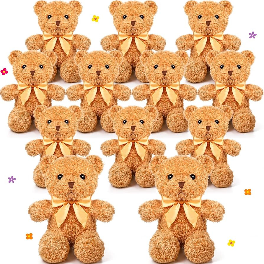 HyDren 12 Pack 12 Inch Stuffed Bear Animal Cute Bulk Plush Toys with Ribbon Bow Ties Soft Bears f... | Amazon (US)